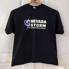 Nevada Strom Women’s Tackle Football Shirt Adult 2XL Blue 2 Side Graphic Mens
