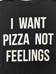 Brisco Brands Men’s “I Want Pizza Not Feelings” Black T-Shirt Size M Cotton Blen