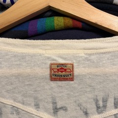 Scotch & Soda Shirt Mens 40 Cream Union Suit Graphic Long Sleeve V-Neck Cotton