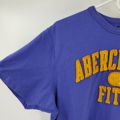 Abercrombie & Fitch Mens XXL Purple Yellow Felt Applique Graphic T-Shirt Cotton