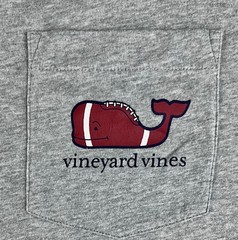 Vineyard Vines Mens Football Whale Pocket T Shirt XL Short Sleeve Heather Gray