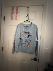 Peanuts Character Graphic Sweatshirt Light Blue Size XL