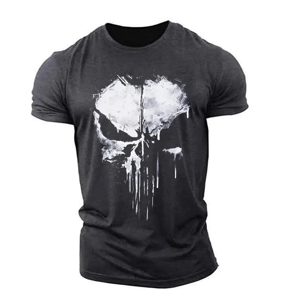 Punisher Skull Men’s T-Shirt Top Fitness Sportswear Stretch Breathable