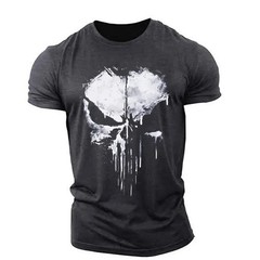 Punisher Skull Men’s T-Shirt Top Fitness Sportswear Stretch Breathable