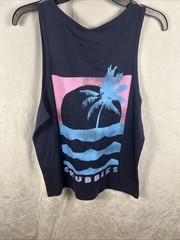 Chubbies Palm Wave Sunset Tank Top Navy Size Small S Graphic Summer Shirt NWT