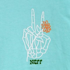 NEFF SKELETON SHIRT MENS XL GREEN BLUE LONG SLEEVE PUSHING UP DAISIES NWT