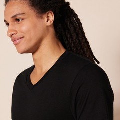 6 Pack Men’s Short Sleeves 100% Cotton V-Neck Undershirt,X-Large Black