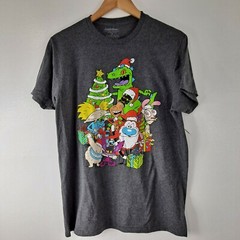 Nickelodeon Cartoon Character Christmas Holiday T-shirt gray Size large