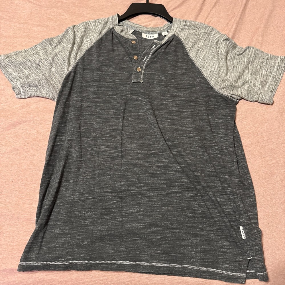 ROWM Heathered Henley Short Sleeve Tee – M