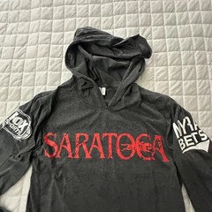 Saratoga Race Track Hooded T-Shirt Adult Medium Gray Fox Sports Long Sleeve