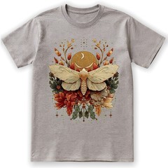 Boho Moth T-Shirt Celestial Moon Phase Insect Nature Botanical Cottagecore