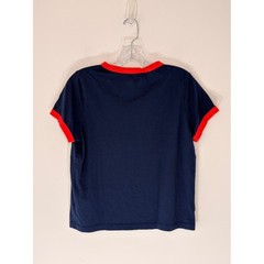 Evereve Ever Ringer Tee Shirt Navy Red Short Sleeve Casual Classic Medium