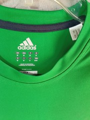 Adidas Mens Shirt Medium Green Short Sleeve Black 3 Striped Performance Pullover