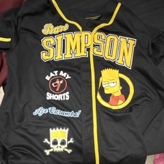 Bart Simpson The Simpsons Mesh Jersey V-Neck T-Shirt Black/Yellow 4X