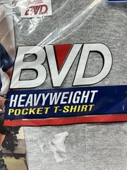 Vintage 90’s BVD Shirt Mens Large 42-44 GRAY HEAVYWEIGHT Pocket Tee T-Shirt NOS