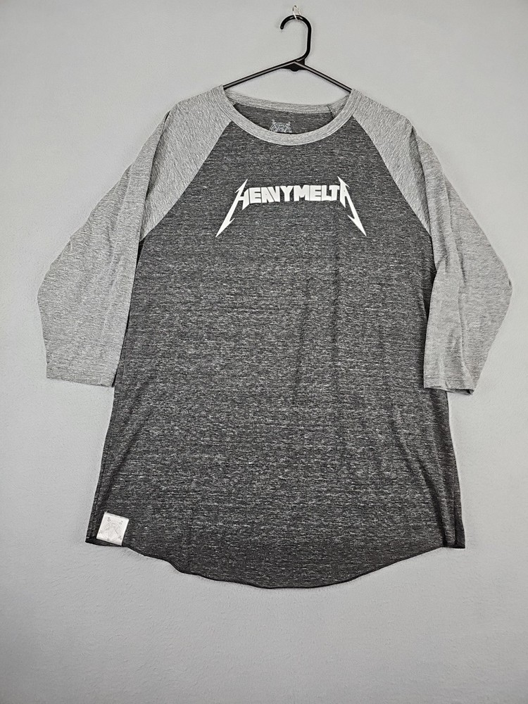 Heavy Melta Men’s Size XL Gray T-Shirt 3/4 Sleeve Made in USA Grunge 90’s