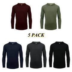 5 Pack Men’s Hooded UPF 50+ Sun Protection T Shirts Breathable Long Sleeve At…