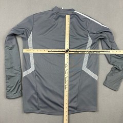 Adidas Shirt Men Large Gray White Solid Climacool Soccer Pullover Thumbholes L