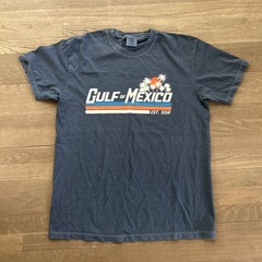 Gulf of Mexico Est 1550 Retro Vintage Beach T-shirt Faded Blue L NWOT