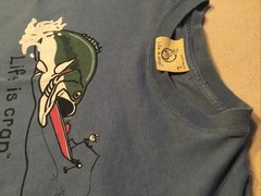 Life Is Crap Large Blue Tee Shirt Fishing Adventure .