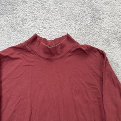 Eddie Bauer Shirt Mens Large Tall Red Cotton Mock Neck Casual Straight Hem