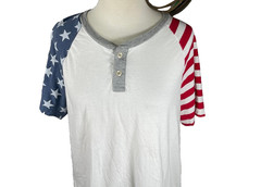 Arizona Jean Mens Shirt Extra Large Henley Two Button Cotton Stretch Multi 4th