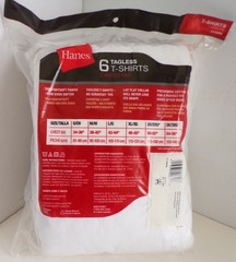 Hanes Men’s 6 Pack Tagless White T -Shirts Size Large 42-44″ Brand New