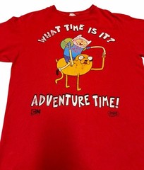 Vintage Y2K Adventure Time “What Time Is It” Graphic Print T-Shirt Men’s Small