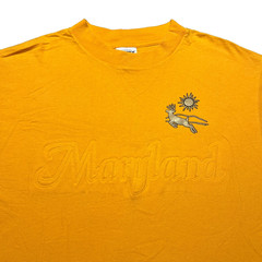 Vintage 90s Maryland Puff Print T Shirt Mens Large Yellow Deer Animal Tultex Tee