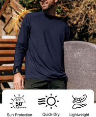 Men’s UPF 50+ Long Sleeve Rash Guard�CQuick Dry Sun Protection Shirt for Running