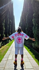 ByTheR Men’s White Oversized Drop Shoulder Logo Embroidered Streetwear Tee