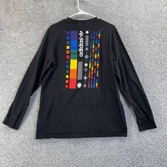 Adidas Shirt Mens Large Black Rainbow Test Pattern Graphic Streetwear Y2K Tee