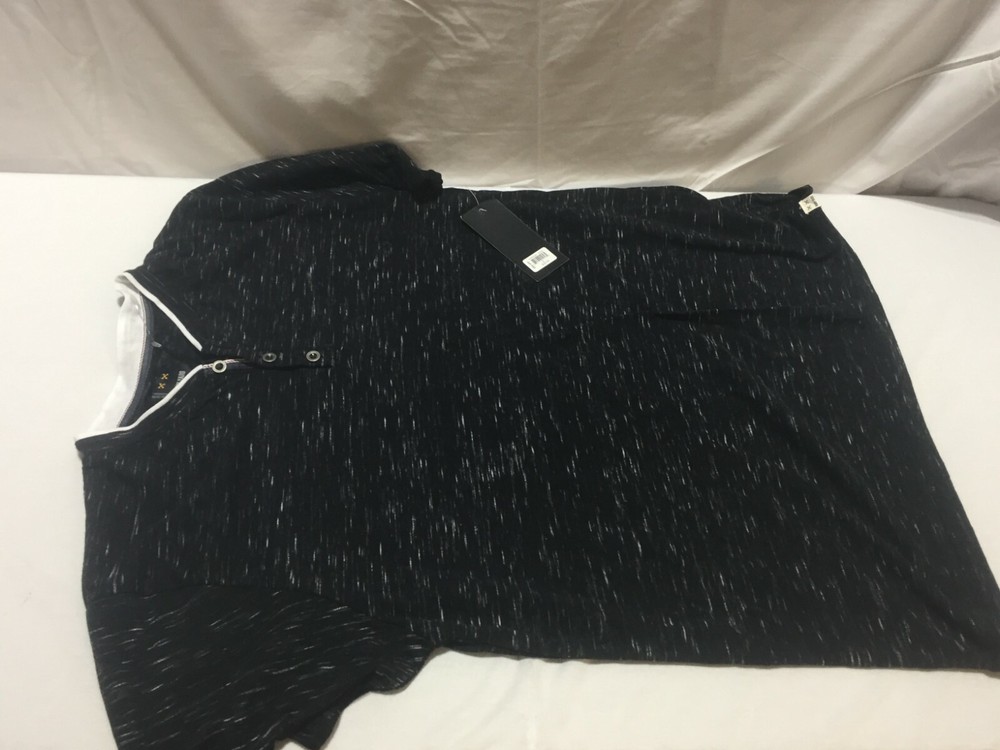 F1178 NAVY YARD Mens Casual Short Sleeve Shirt Black Marl Mens Size XL