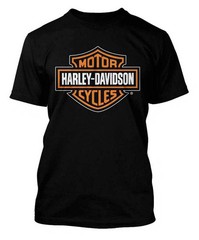 Harley-Davidson Men’s Orange Bar & Shield Black T-Shirt
