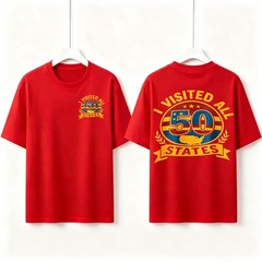 Unisex 2-Sided I Visited All 50 States Vintage Map Tee Graphic Road Trip T-Shirt