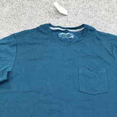 Eddie Bauer Shirt Mens Medium Meridian Blue Pocket Tee Tagless Sample Cotton