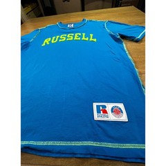 Russell Athletic Blue Yellow Stitch T Shirt Mens Medium Short Sleeve Crew Neck