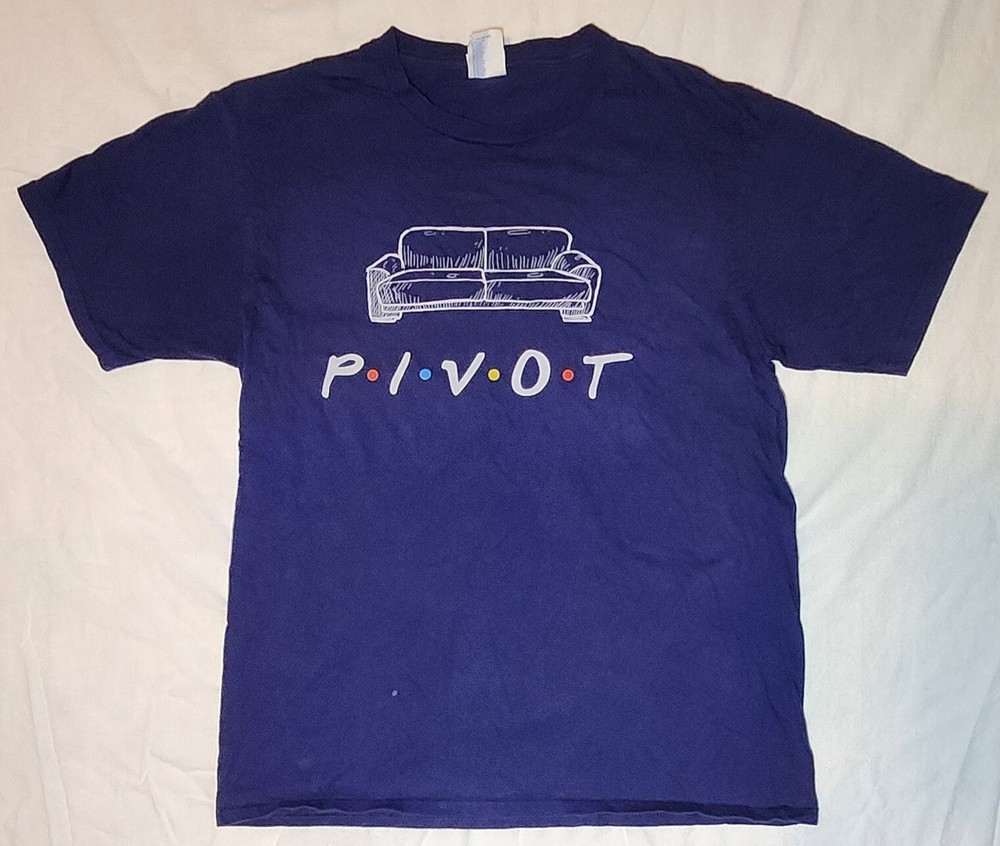 Friends Ross Rachel Chandler Sofa Pivot Blue Short Sleeve Medium T Shirt