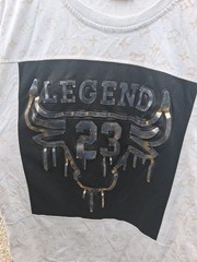 Victorious Men’s M White/Black Crew Neck Short Sleeve “LEGEND 23” Bull Tee