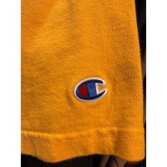 Champion Mens Script Logo Embroidered T-Shirt Yellow Mustard Medium Short Sleeve