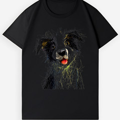 Cute Sketch Border Collie Graphic Tee – Unisex Casual Dog T-Shirt