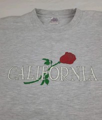 Vintage 90s California Rose Flower Print T Shirt 100% Cotton Grey Multicolor USA