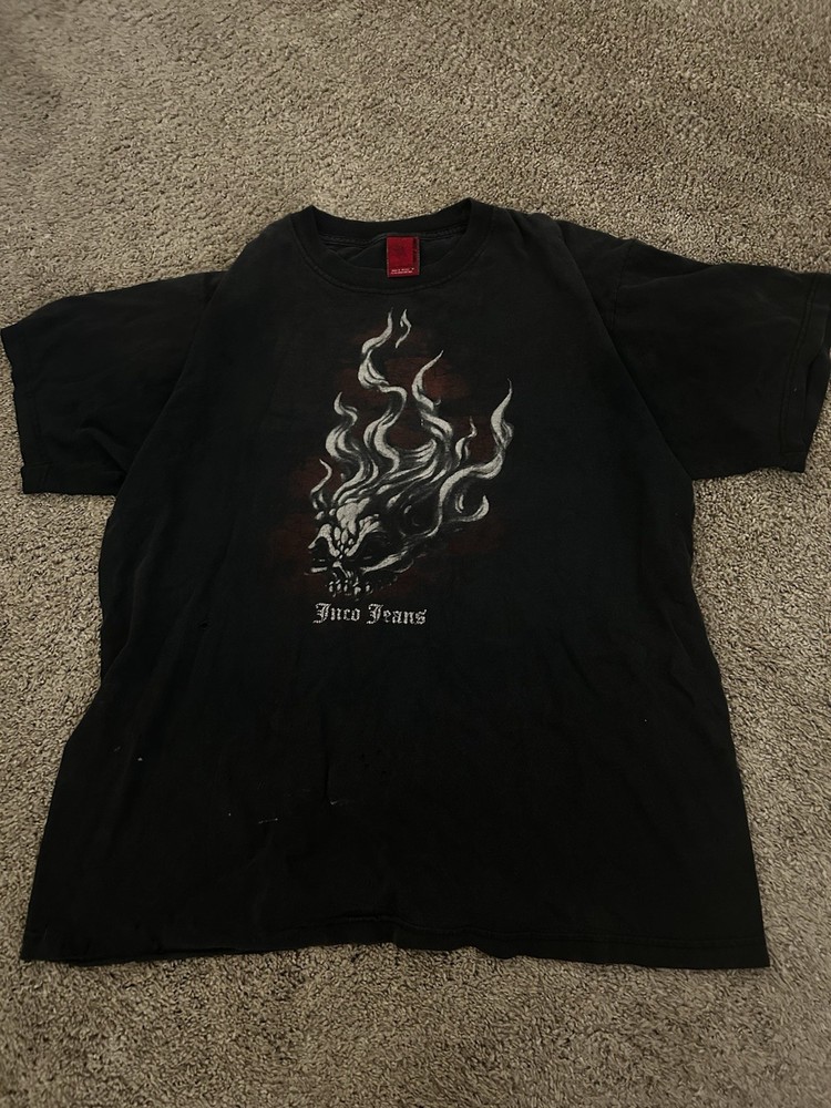VINTAGE JNCO Jeans Men’s XL Black Double-Sided Graphic Skull Crew Neck T-Shirt