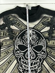 3D Big Tiger Skull Hustler Hundred Dollar Bills Crosses Mens Black Size 2XL TALL