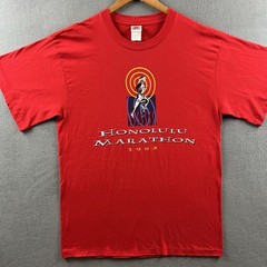 Vintage Nike Honolulu Marathon Shirt Mens XXL Red Running Race 90s Single Stitch