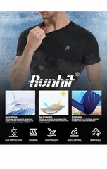 Runhit Men’s Compression Shirts Short Sleeve Athletic T Shirt Cool Dry Workout L