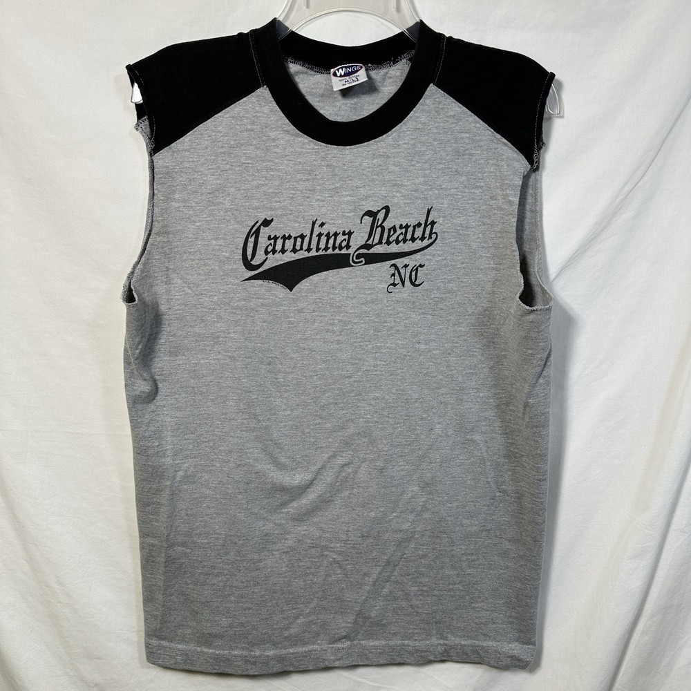 Vintage Carolina Beach NC Sleeveless T-Shirt Y2K M/L Tee Surfwear Surf Beach