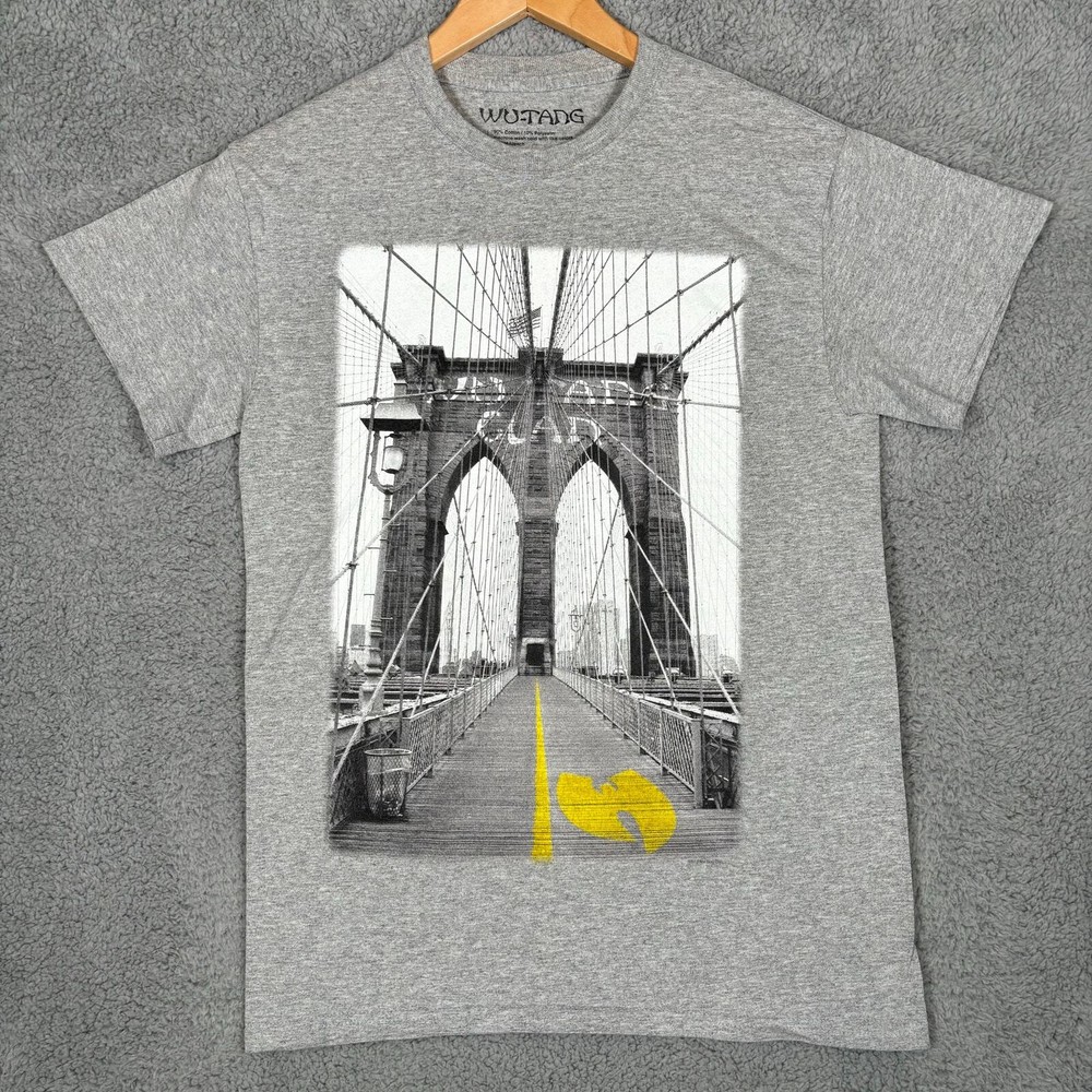 Wu Tang Clan T-Shirt Mens Small Gray Brooklyn Bridge Hip Hop Music Short Sleeve