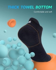 Athletic Black Ankle Socks Low Sports Running Black Socks,Arch Support Non-Sl…
