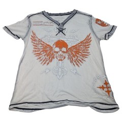 Mens Surplus Brand Shirt XL Lightweight Breathable Skull Wings Cross Graphic